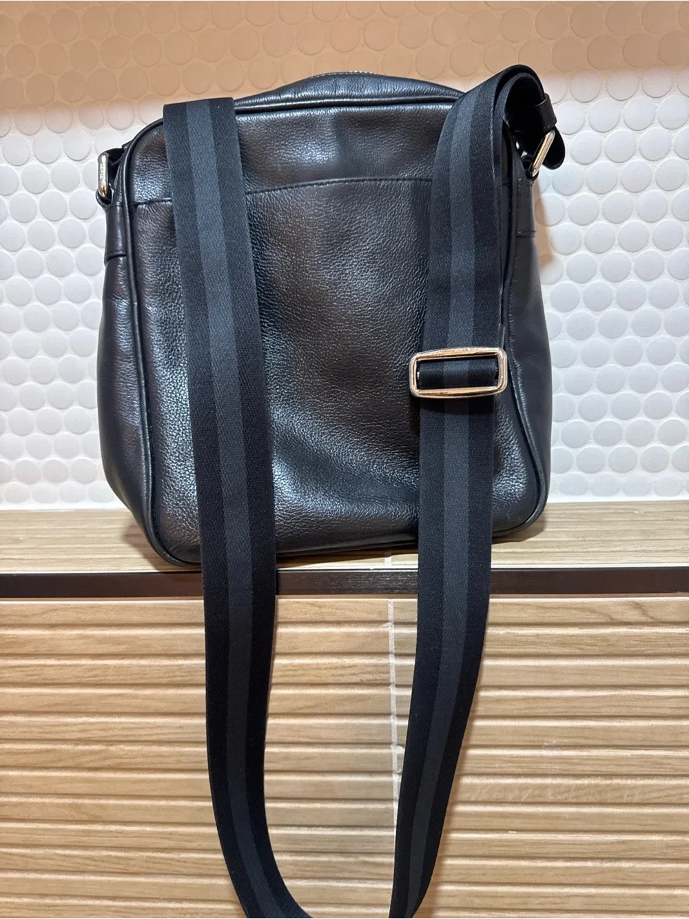 Coach Black Leather Messenger Crossbody Bag